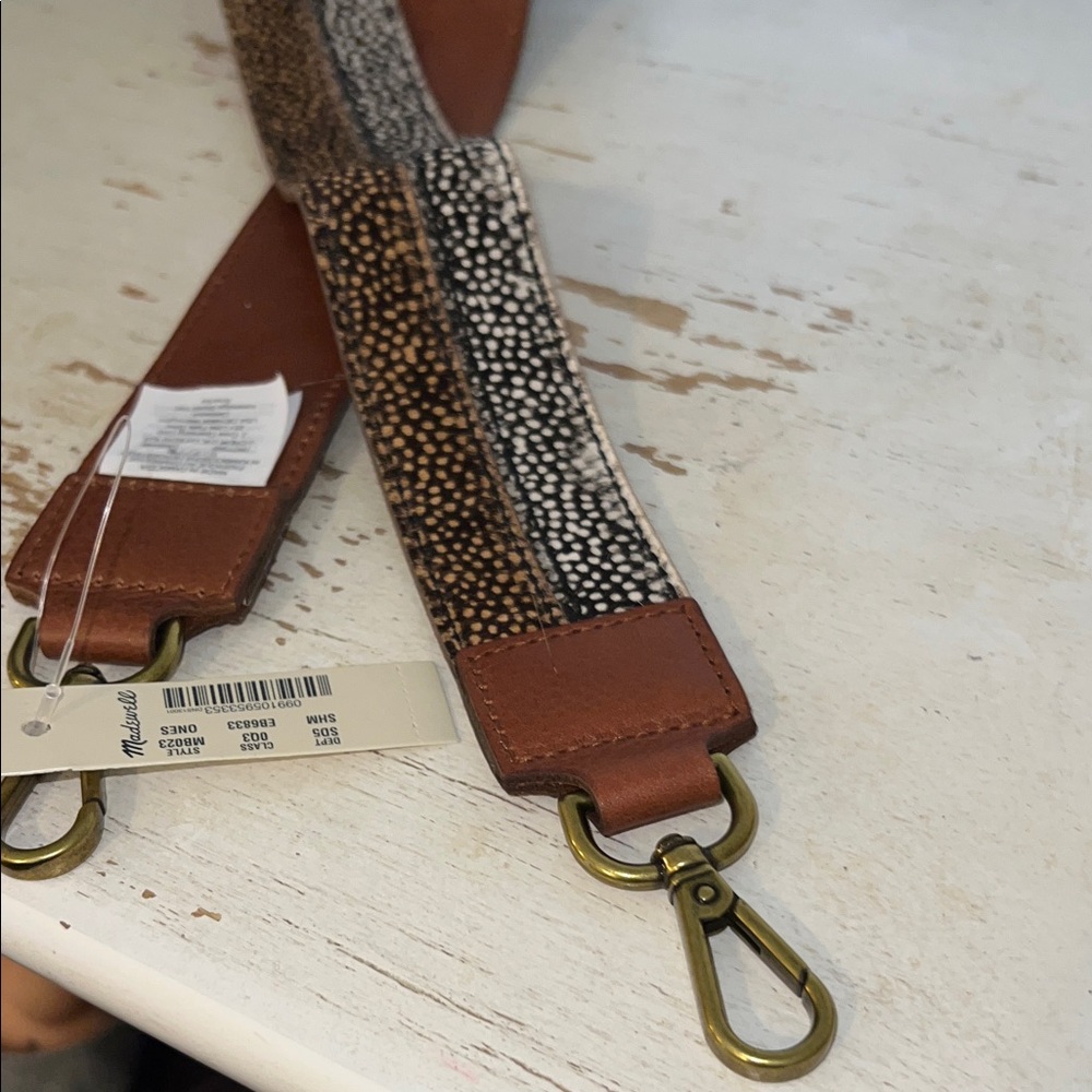 NWT Madewell dyed calf hair fur & leather crossbody purse strap